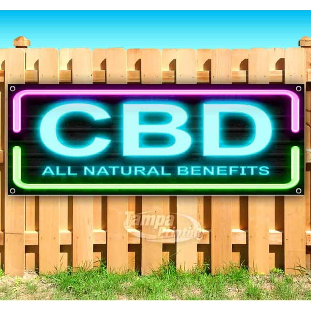 CBD All Natural Benefits 13 oz Banner Heavy-Duty Vinyl Single-Sided with Metal Grommets 
